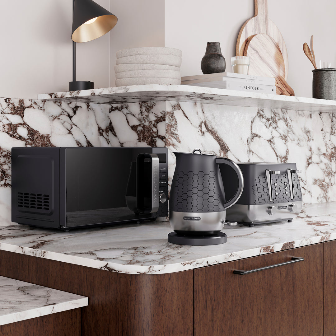 Black Digital Microwave kettle and toaster