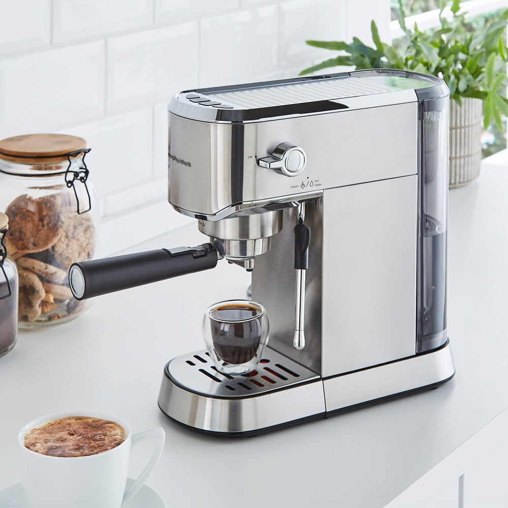 stainless steel coffee machine on kitchen counter