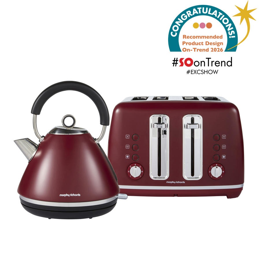 Morphy Richards burgundy kettle and toaster set